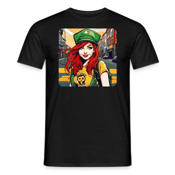Cool Irish redhead girl - Men's T-Shirt - black - Front - AI Model Male 178 light (178cm)