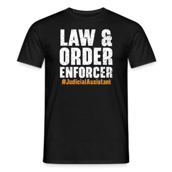 Assistant(e) judiciaire(ve) Droit Droit Juge de salle d’audience - T-shirt homme - noir - Devant - AI Model Male 178 light (178cm)