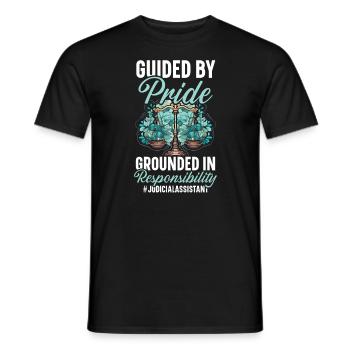 Assistant(e) judiciaire(ve) Droit Droit Juge de salle d’audience - T-shirt homme - noir - Devant - AI Model Male 178 light (178cm)