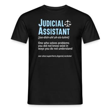 Assistant(e) judiciaire(ve) Droit Droit Juge de salle d’audience - T-shirt homme - noir - Devant - AI Model Male 178 light (178cm)