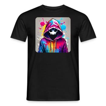 Fantôme en sweat à capuche style graffiti - T-shirt homme - noir - Devant - AI Model Male 178 light (178cm)