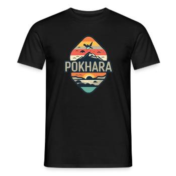 Annapurna Hiker Nepal Lover Travel to Pokhara - Men's T-Shirt - black - Front - AI Model Male 178 light (178cm)