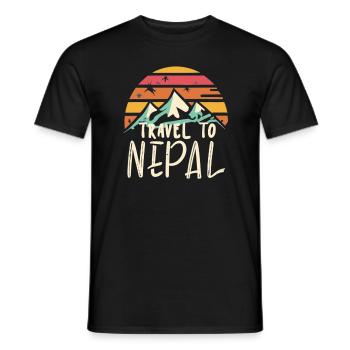 Retro Nepal Mountain Lover Travel to Nepal - Männer T-Shirt - Schwarz - Vorne - AI Model Male 178 light (178cm)