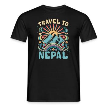 Travel to Kathmandu Annapurna Retro Nepal - Männer T-Shirt - Schwarz - Vorne - AI Model Male 178 light (178cm)
