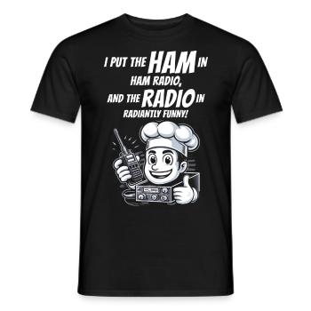 Radiantly Funny Amateur Ham Radio Operator Chef - Men's T-Shirt - black - Front - AI Model Male 178 light (178cm)