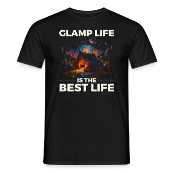Glamping Camper Nature Camp Tent Happy Glamper - Men's T-Shirt - black - Front - AI Model Male 178 light (178cm)