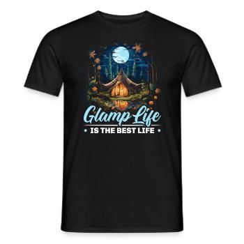 Glamping Camper Nature Camp Tent Happy Glamper - Men's T-Shirt - black - Front - AI Model Male 178 light (178cm)