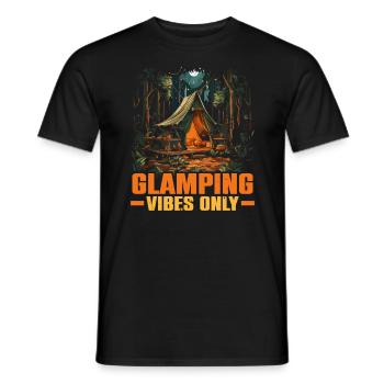 Glamping Camper Nature Camp Tent Happy Glamper - Men's T-Shirt - black - Front - AI Model Male 178 light (178cm)