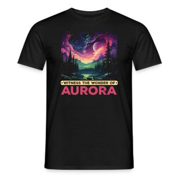 Aurora Borealis Dark Sky Nature Light Display - Men's T-Shirt - black - Front - AI Model Male 178 light (178cm)