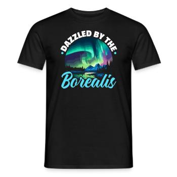 Aurora Borealis Dark Sky Nature Light Display - Men's T-Shirt - black - Front - AI Model Male 178 light (178cm)