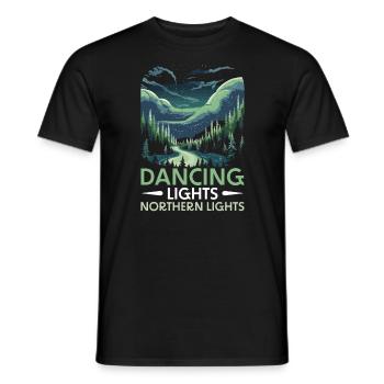 Aurora Borealis Dark Sky Nature Light Display - Men's T-Shirt - black - Front - AI Model Male 178 light (178cm)