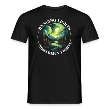 Aurora Borealis Dark Sky Nature Light Display - Men's T-Shirt - black - Front - AI Model Male 178 light (178cm)