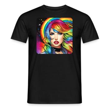 Femme cool aux couleurs de l’arc-en-ciel - T-shirt homme - noir - Devant - AI Model Male 178 light (178cm)