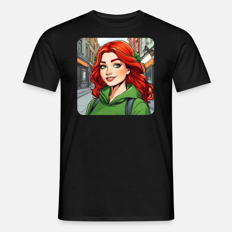 Cooles irisches rothaariges Mädchen - Männer T-Shirt - Schwarz