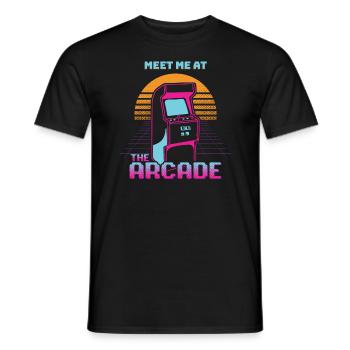 The Arcade Meet Me At Automat Retro - Men's T-Shirt - black - Front - AI Model Male 178 light (178cm)