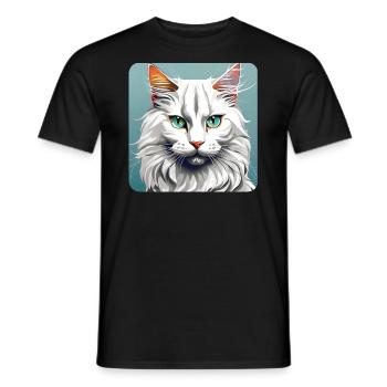 Stolzes Maine Coon Katzen Gesicht - Männer T-Shirt - Schwarz - Vorne - AI Model Male 178 light (178cm)