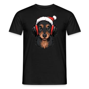 Teckel DJ Charismes Fête Teckel - T-shirt homme - noir - Devant - AI Model Male 178 light (178cm)
