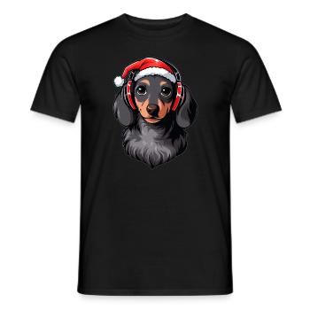 Teckel de Noël amoureux des animaux - T-shirt homme - noir - Devant - AI Model Male 178 light (178cm)