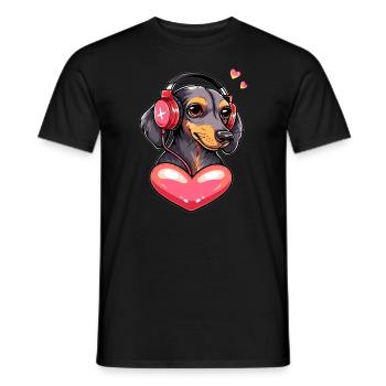 EDM Rave Teckel DJ Dackel Chien - T-shirt homme - noir - Devant - AI Model Male 178 light (178cm)