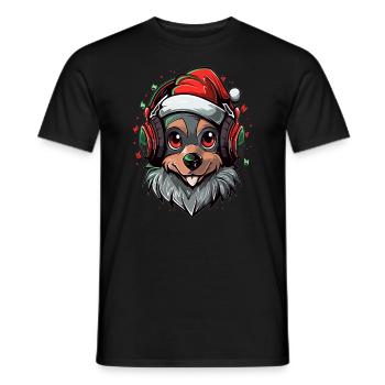 Amoureux des chiens Noël Teckel Party DJ Teckel - T-shirt homme - noir - Devant - AI Model Male 178 light (178cm)