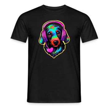 Teckel mignon DJ EDM Festival Rave - T-shirt homme - noir - Devant - AI Model Male 178 light (178cm)