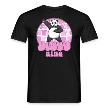 Disco King Panda Disco Ball Discing, Années 70 - T-shirt homme - noir - Devant - AI Model Male 178 light (178cm)