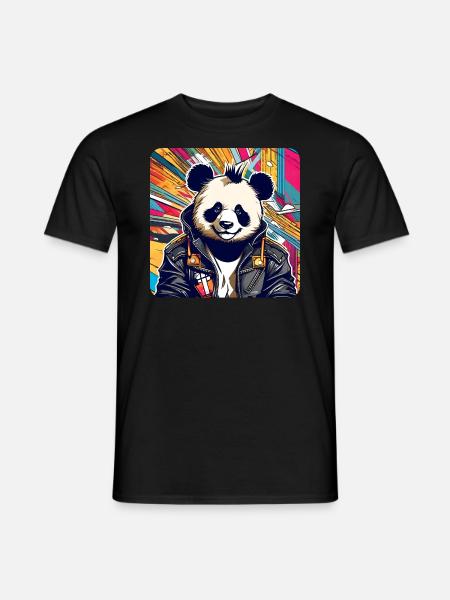 Cool Punk Panda Bear - Men's T-Shirt - black