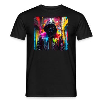 Cyberpunk Anonyme - T-shirt homme - noir - Devant - AI Model Male 178 light (178cm)