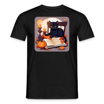 Black cat in halloween mood - Men's T-Shirt - black - Front - AI Model Male 178 light (178cm)