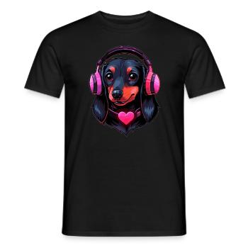 Animal Lover Teckel Chien DJ EDM - T-shirt homme - noir - Devant - AI Model Male 178 light (178cm)