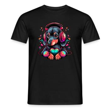 Mignon Fête Teckel DJ EDM Festival - T-shirt homme - noir - Devant - AI Model Male 178 light (178cm)