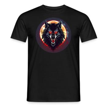 Horror Werwolf mit roten glühenden Augen - Männer T-Shirt - Schwarz - Vorne - AI Model Male 178 light (178cm)
