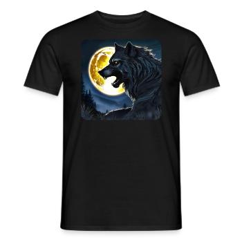 Big Wolf in Full Moon - Men's T-Shirt - black - Front - AI Model Male 178 light (178cm)