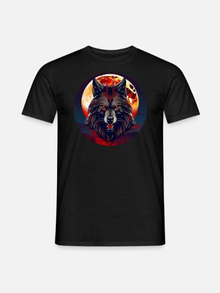 Horror weerwolf met rode gloeiende ogen - T-shirt herr - svart