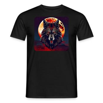 Horror Werwolf mit roten glühenden Augen - Männer T-Shirt - Schwarz - Vorne - AI Model Male 178 light (178cm)