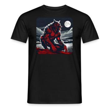 Blutroter Werwolf mit Vollmond - Männer T-Shirt - Schwarz - Vorne - AI Model Male 178 light (178cm)