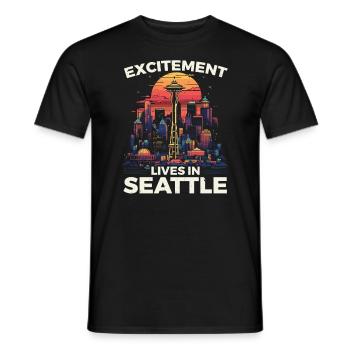 Seattle State Washington USA America United States - Men's T-Shirt - black - Front - AI Model Male 178 light (178cm)