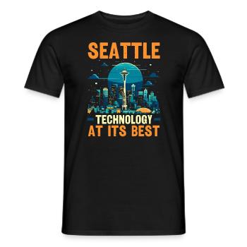 Seattle State Washington USA America United States - Men's T-Shirt - black - Front - AI Model Male 178 light (178cm)