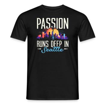 Seattle State Washington USA America United States - Men's T-Shirt - black - Front - AI Model Male 178 light (178cm)
