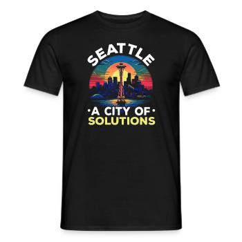 Seattle State Washington USA America United States - Men's T-Shirt - black - Front - AI Model Male 178 light (178cm)