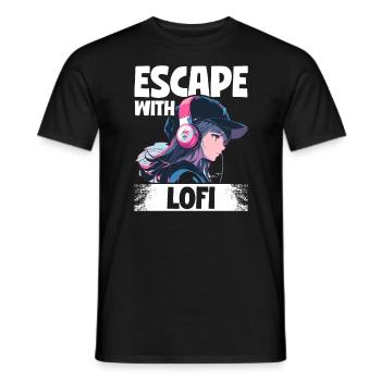 Lofi Music Lover Low Fidelity Japanese Aesthetic - Men's T-Shirt - black - Front - AI Model Male 178 light (178cm)