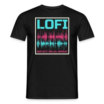 Lofi Music Lover Low Fidelity Japanese Aesthetic - Men's T-Shirt - black - Front - AI Model Male 178 light (178cm)