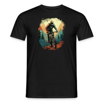 Mountainbike Berg Fahrrad Stunt Wald Gelände - Männer T-Shirt - Schwarz - Vorne - AI Model Male 178 light (178cm)