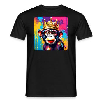 Singe mignon avec couronne dans le style graffiti - T-shirt homme - noir - Devant - AI Model Male 178 light (178cm)