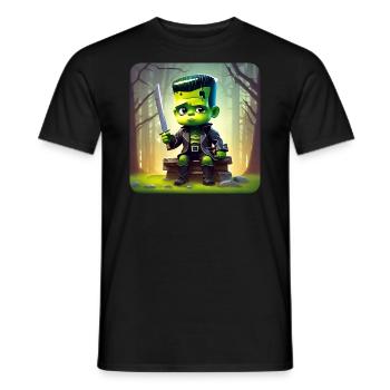 Cute little green monster - Men's T-Shirt - black - Front - AI Model Male 178 light (178cm)