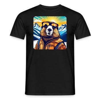 Marmotte cool dans les Alpes avec des lunettes de soleil - T-shirt homme - noir - Devant - AI Model Male 178 light (178cm)