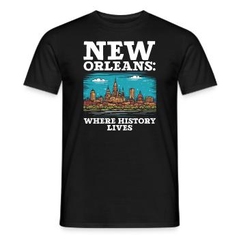 La Nouvelle-Orléans, Louisiane, États-Unis, États-Unis - T-shirt homme - noir - Devant - AI Model Male 178 light (178cm)