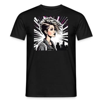 Cool Punk gothique fille avec rose - T-shirt homme - noir - Devant - AI Model Male 178 light (178cm)