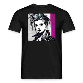 Cool Punk gothique fille avec rose - T-shirt homme - noir - Devant - AI Model Male 178 light (178cm)