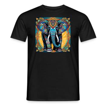 Spirit Animal Elefant im Bohemian Style - Männer T-Shirt - Schwarz - Vorne - AI Model Male 178 light (178cm)